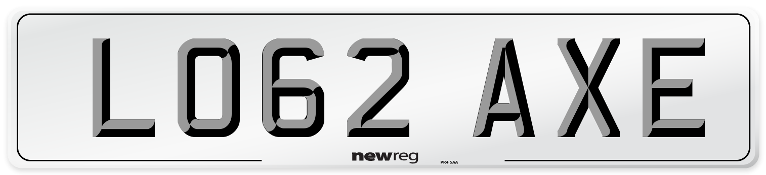 LO62 AXE Number Plate from New Reg